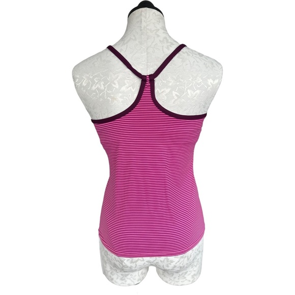 Carve Designs Catalina Striped Tankini Swim Top Pink Plum Shelf Bra Size Medium - Picture 3 of 10